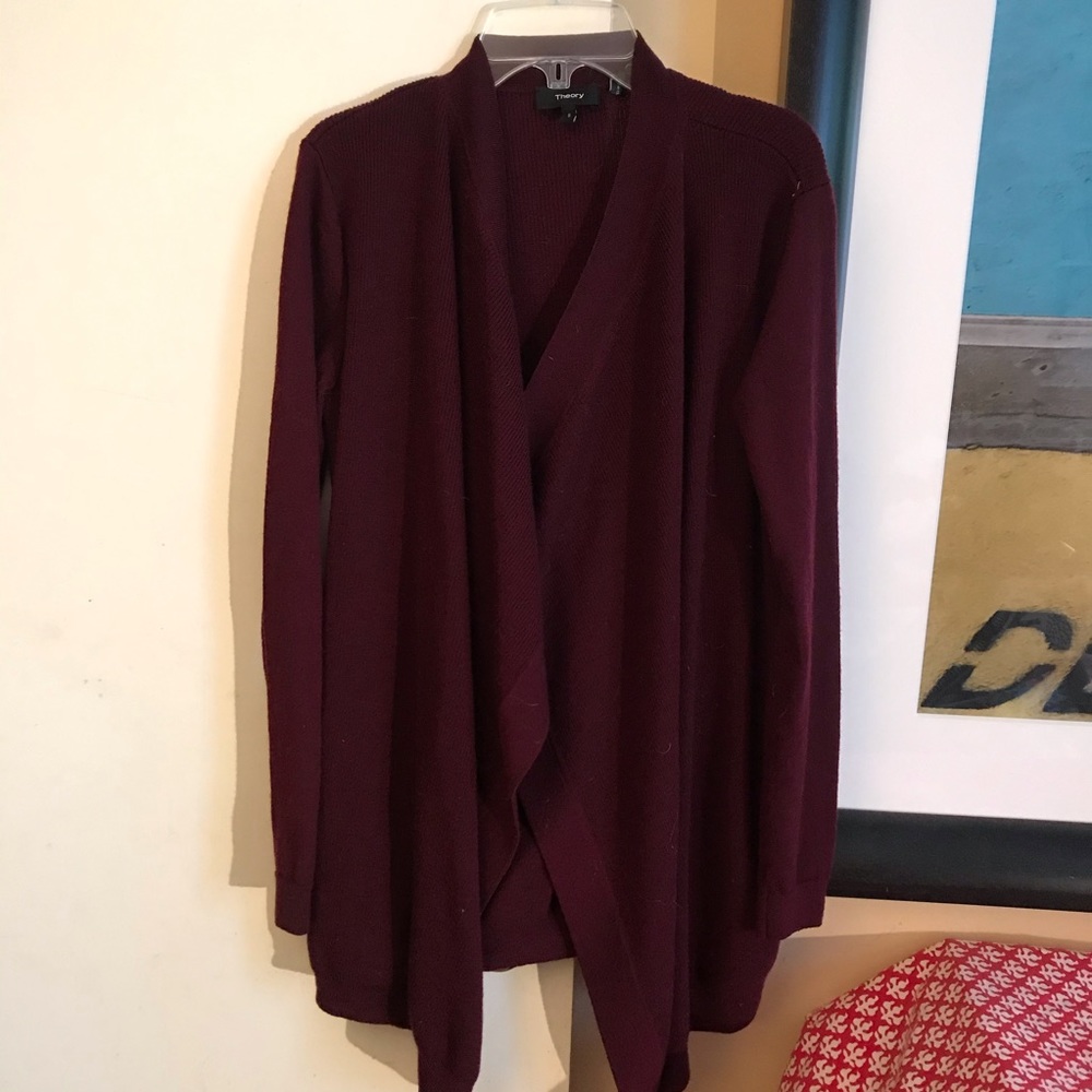 Theory Merino Wool Burgundy Sweater, size Small